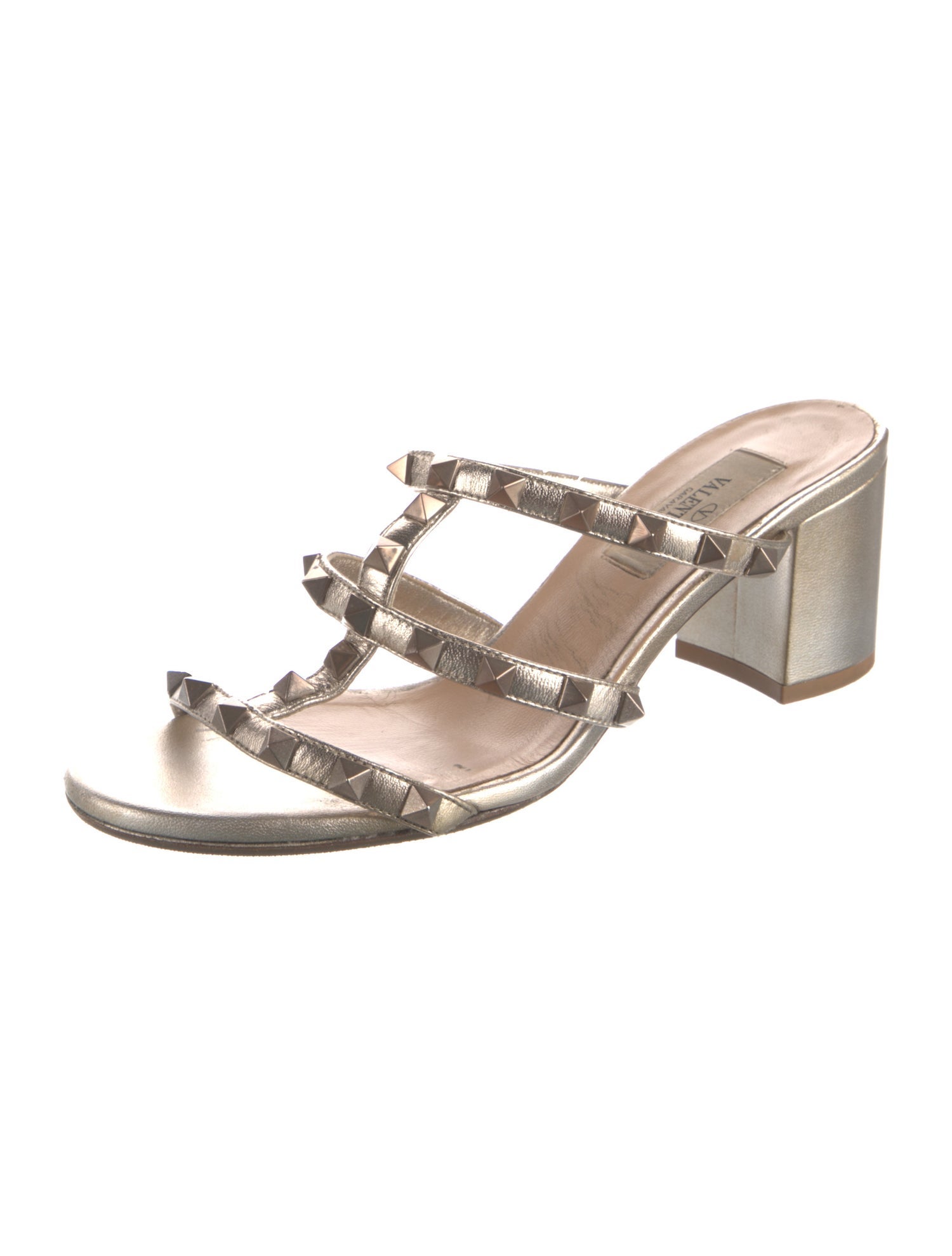 Valentino Rockstud Accents Leather Slides