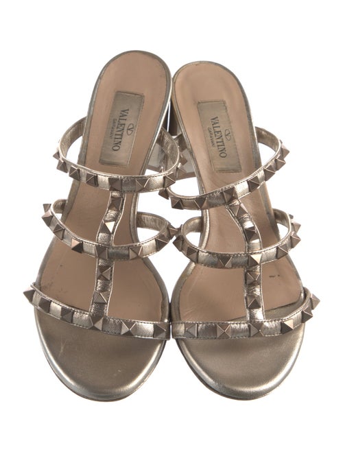 Valentino Rockstud Accents Leather Slides