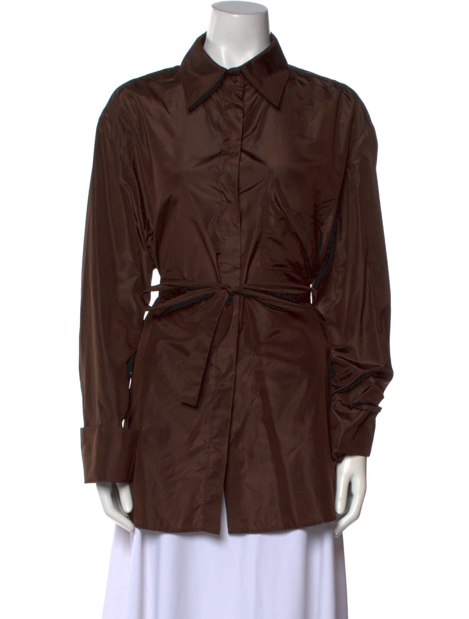 Valentino Silk Long Sleeve Button-Up Top