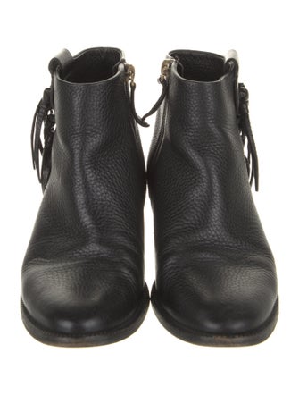 Valentino Leather Fringe Trim Accent Boots