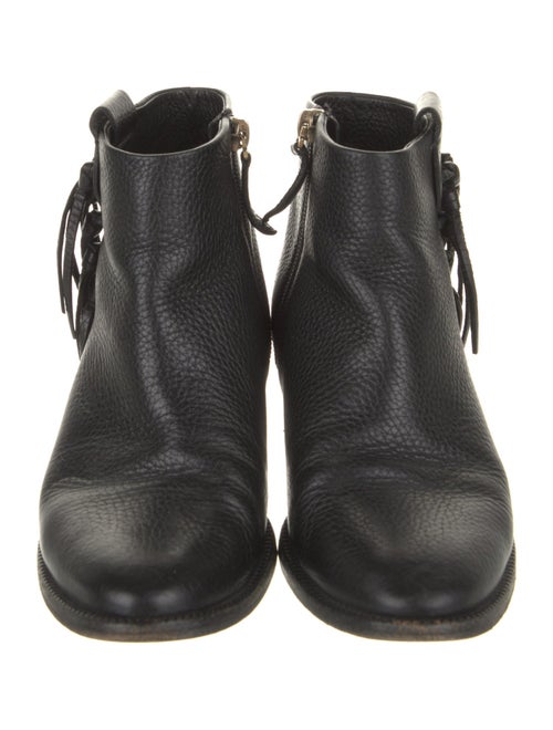Valentino Leather Fringe Trim Accent Boots