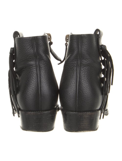 Valentino Leather Fringe Trim Accent Boots