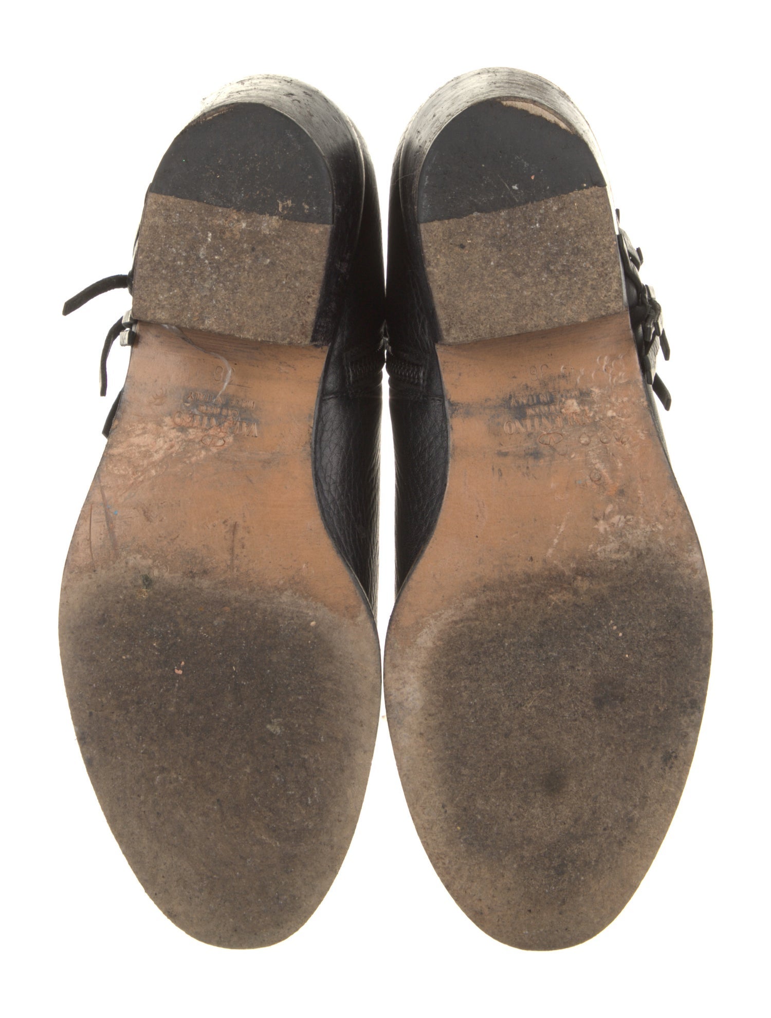 Valentino Leather Fringe Trim Accent Boots