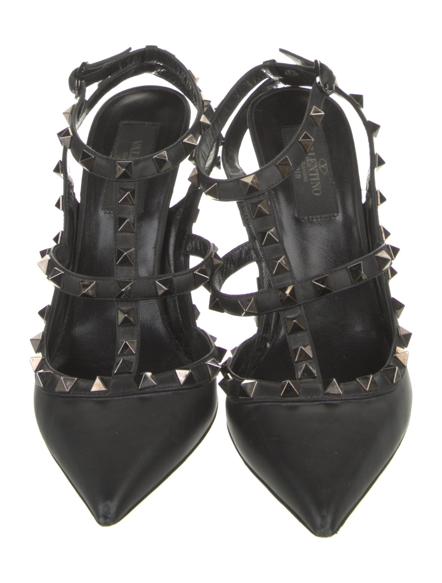 Valentino Rockstud Accents Leather T-Strap Pumps