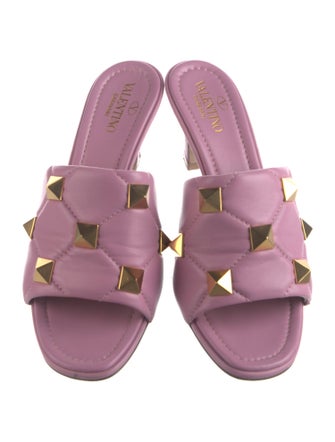 Valentino Quilted Pattern Leather Slides