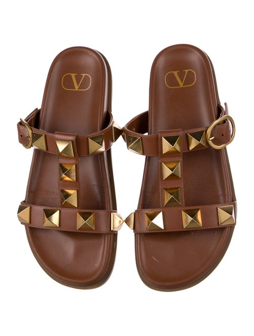 Valentino Rockstud Accents Leather Slides