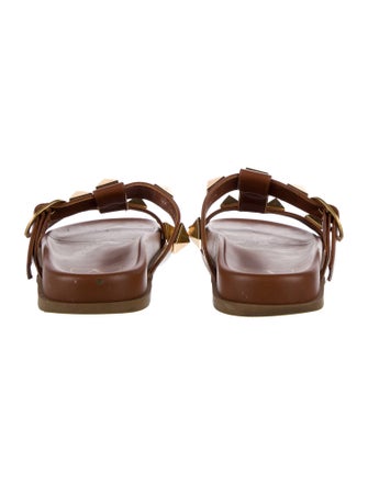 Valentino Rockstud Accents Leather Slides