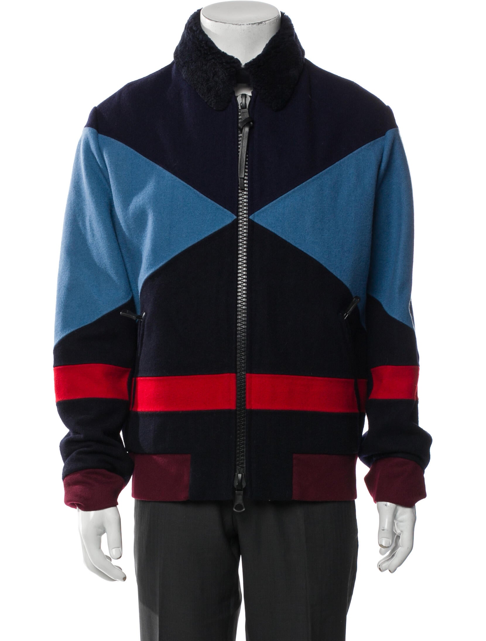 Valentino Colorblock Pattern Bomber Jacket
