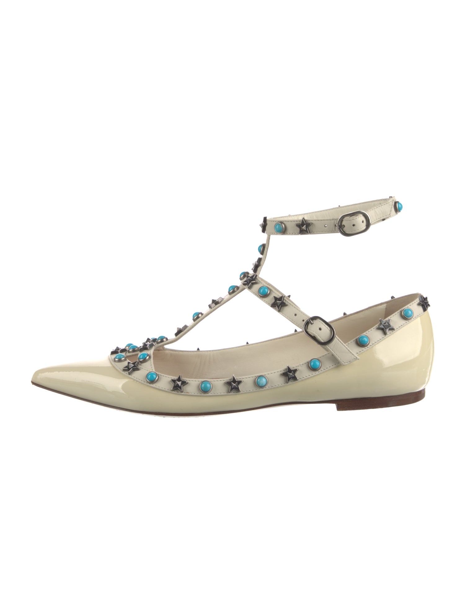 Valentino Rockstud Accents Patent Leather Flats