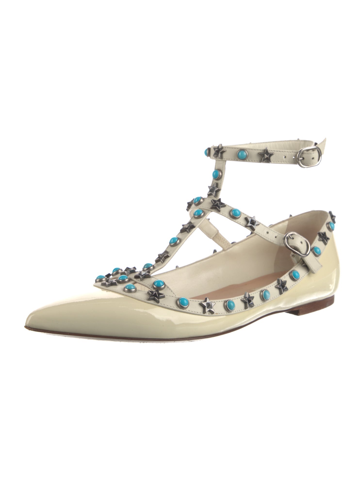Valentino Rockstud Accents Patent Leather Flats