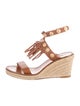 Valentino Leather Fringe Trim Accent Espadrilles