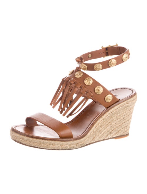 Valentino Leather Fringe Trim Accent Espadrilles