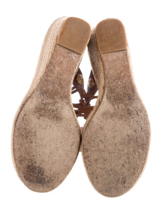 Valentino Leather Fringe Trim Accent Espadrilles