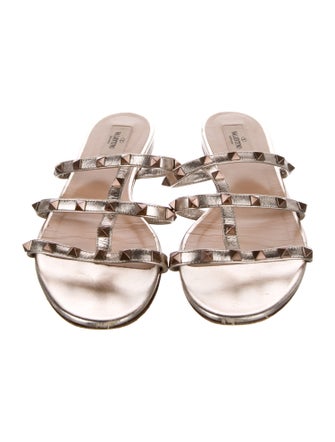 Valentino Rockstud Accents Leather Slides