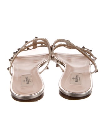 Valentino Rockstud Accents Leather Slides