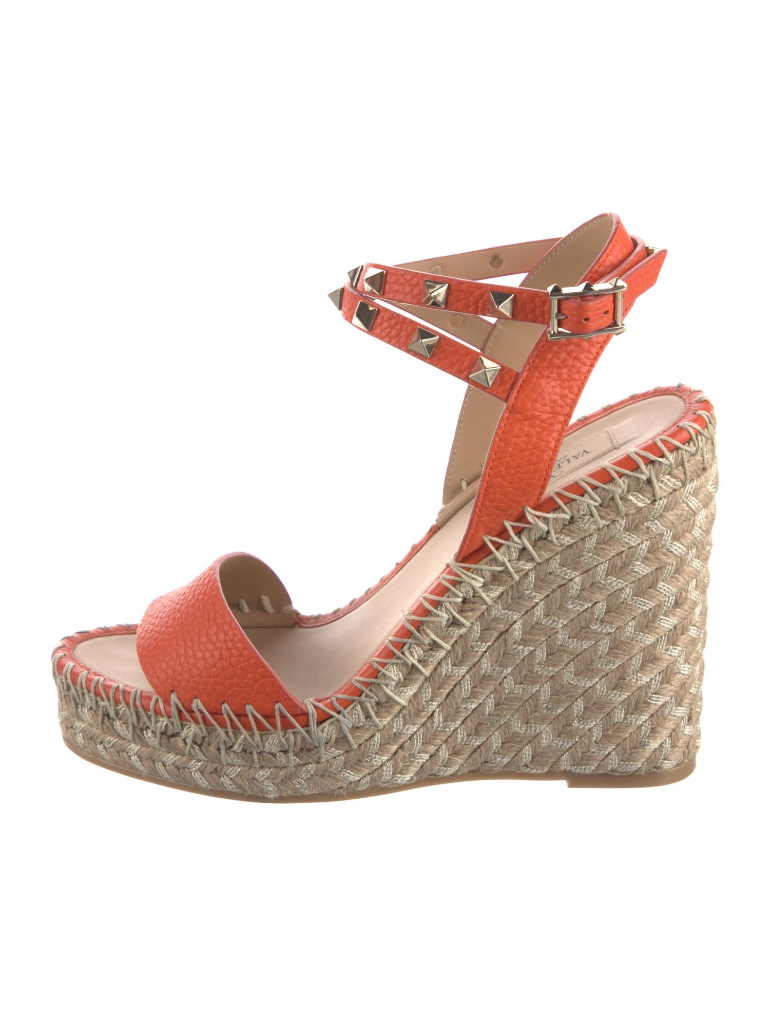 Valentino Rockstud Accents Leather Espadrilles