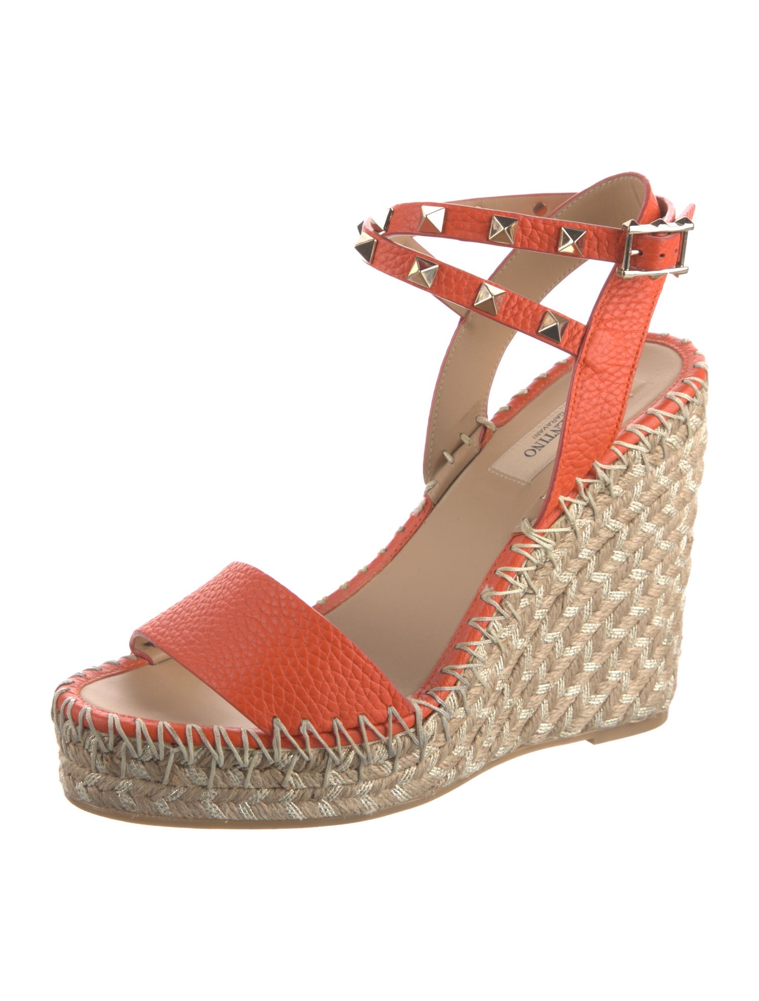 Valentino Rockstud Accents Leather Espadrilles