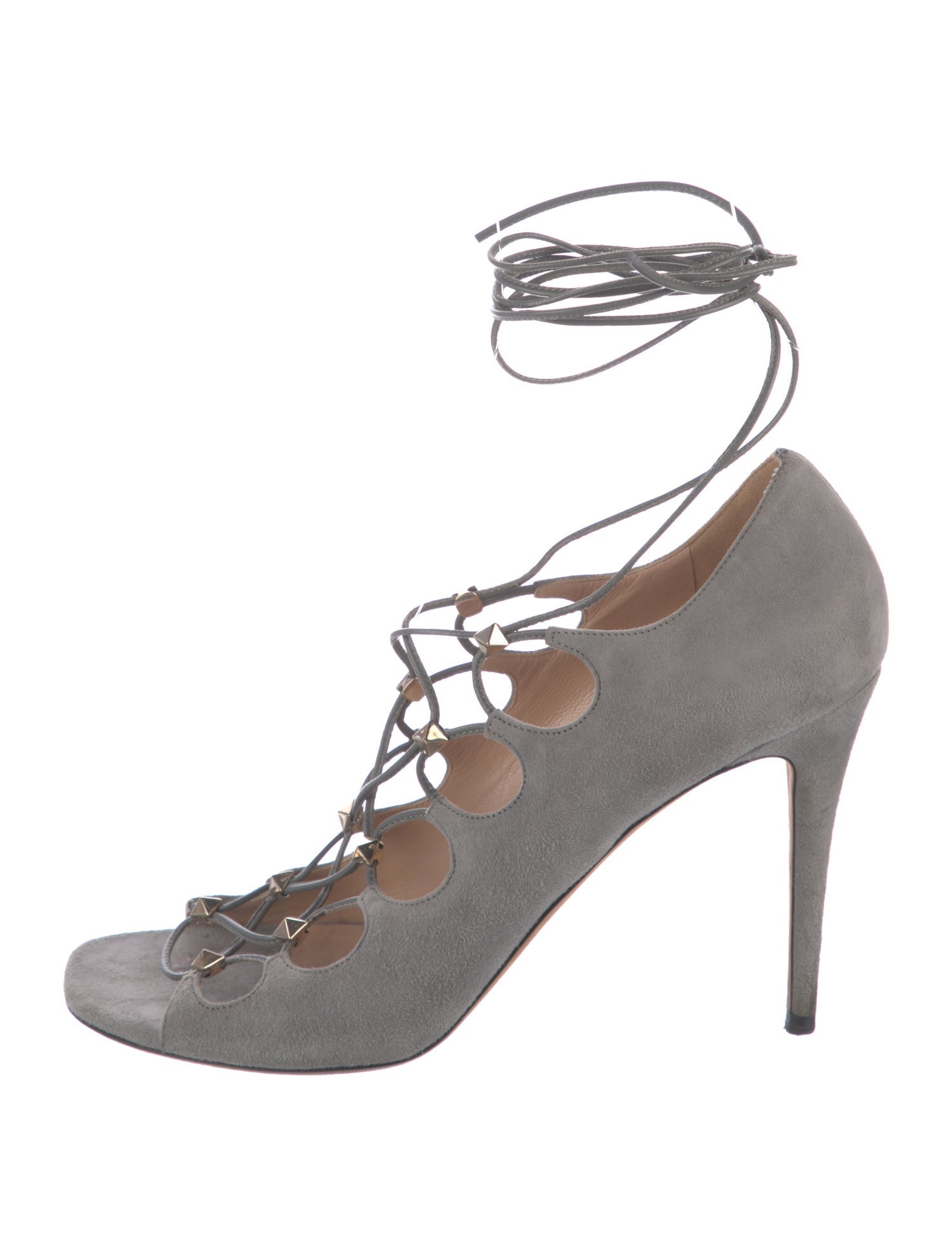 Valentino Rockstud Accents Suede Gladiator Sandals