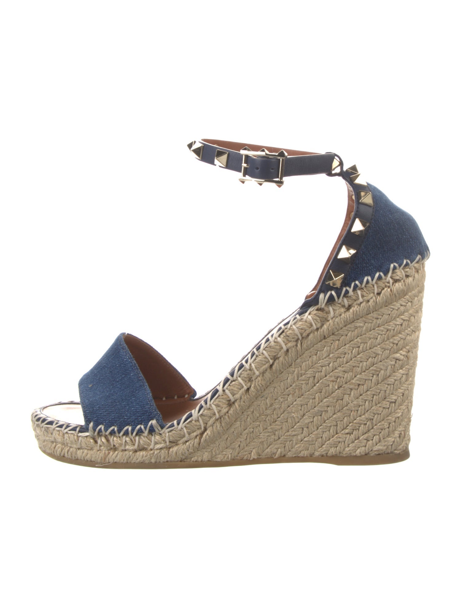 Valentino Rockstud Accents Denim Espadrilles