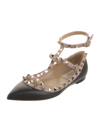 Valentino Rockstud Accents Leather Ballet Flats