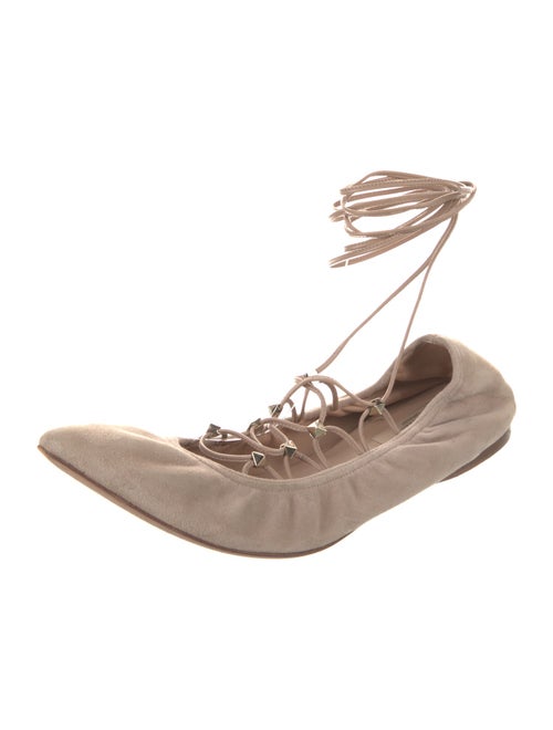 Valentino Rockstud Accents Suede Ballet Flats