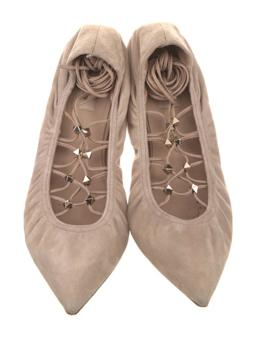 Valentino Rockstud Accents Suede Ballet Flats