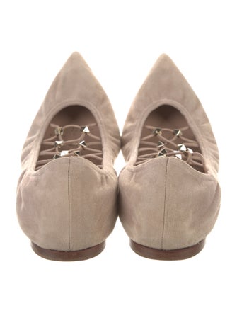 Valentino Rockstud Accents Suede Ballet Flats
