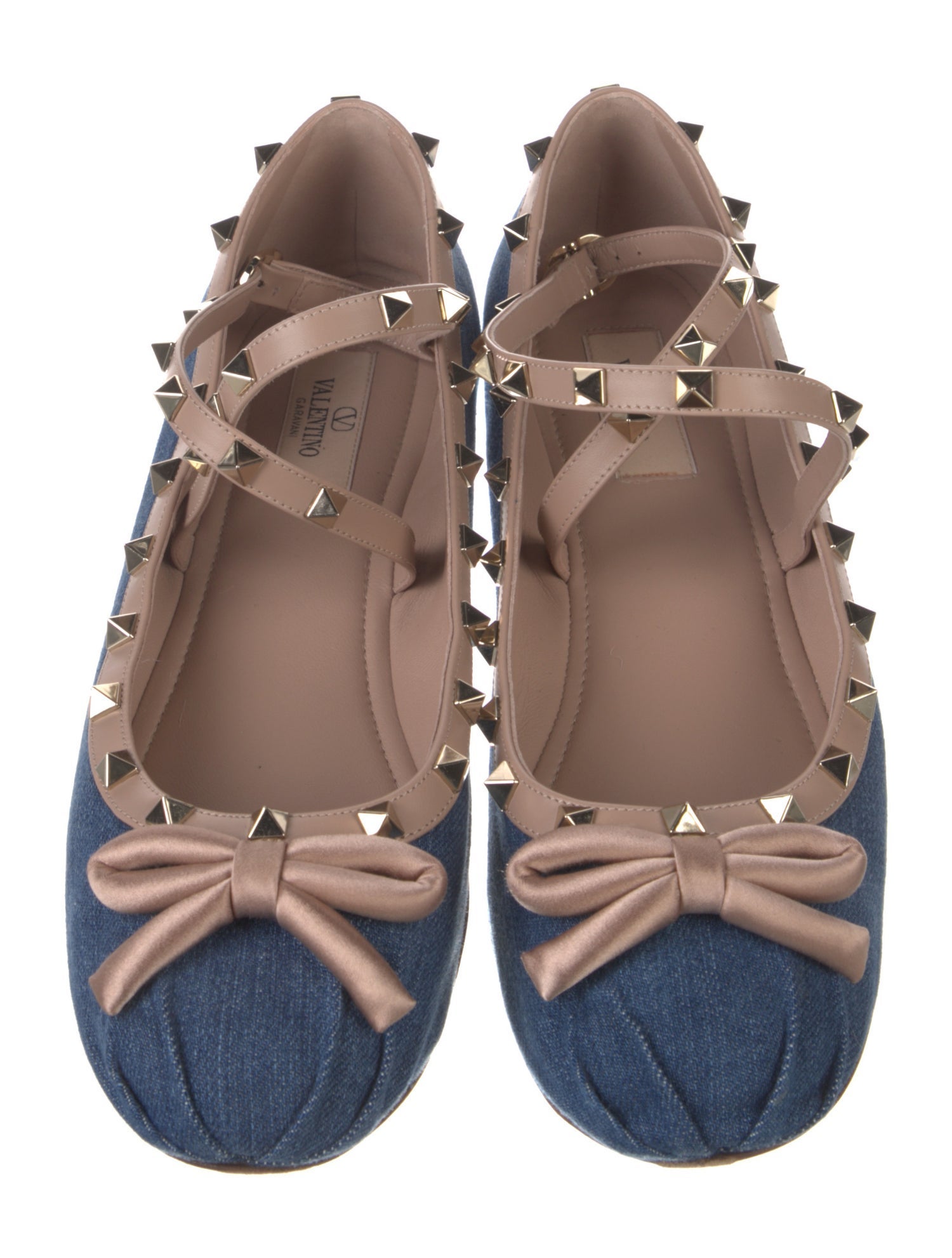 Valentino Rockstud Accents Satin Flats