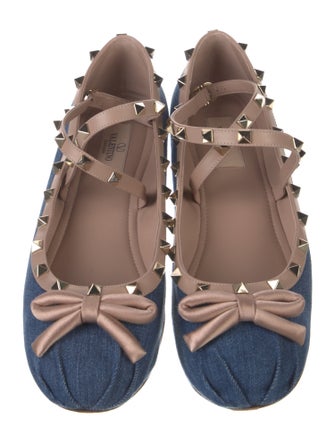 Valentino Rockstud Accents Satin Flats