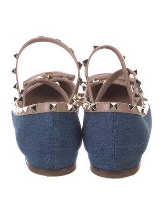 Valentino Rockstud Accents Satin Flats