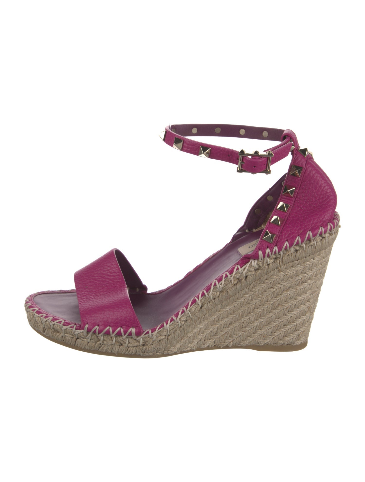 Valentino Rockstud Accents Leather Espadrilles