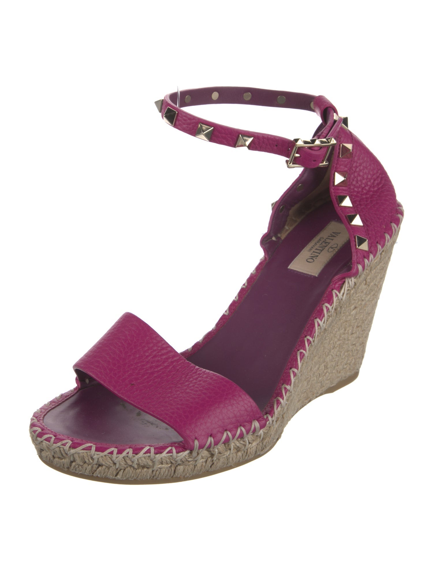 Valentino Rockstud Accents Leather Espadrilles