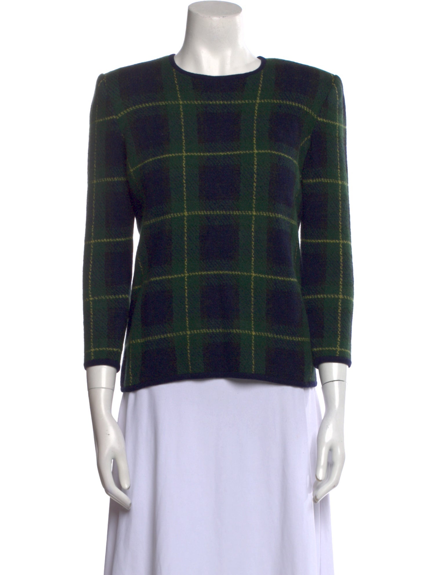 Valentino Wool Plaid Print Sweater