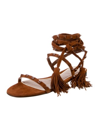 Valentino Rockstud Accents Suede Gladiator Sandals