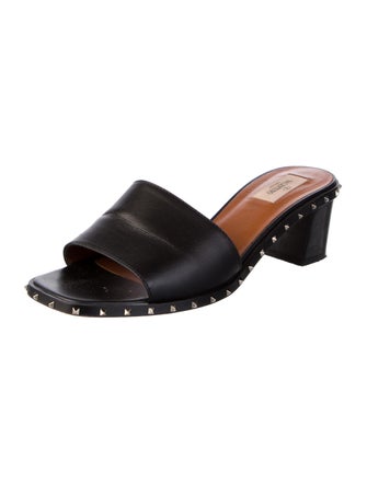 Valentino Rockstud Accents Leather Slides