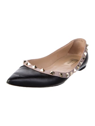 Valentino Rockstud Accents Leather Ballet Flats
