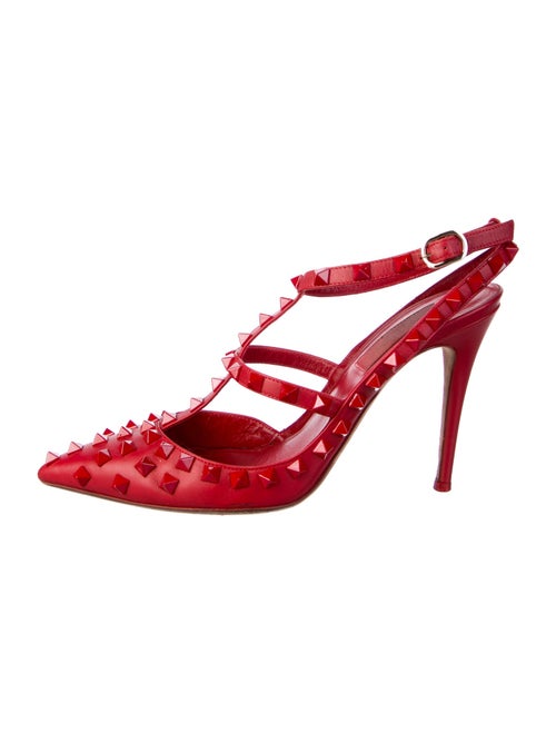 Valentino Rockstud Accents Leather T-Strap Pumps
