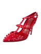 Valentino Rockstud Accents Leather T-Strap Pumps