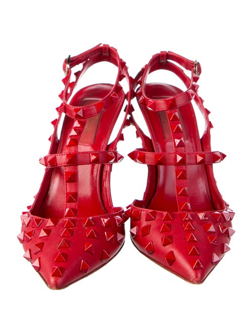 Valentino Rockstud Accents Leather T-Strap Pumps