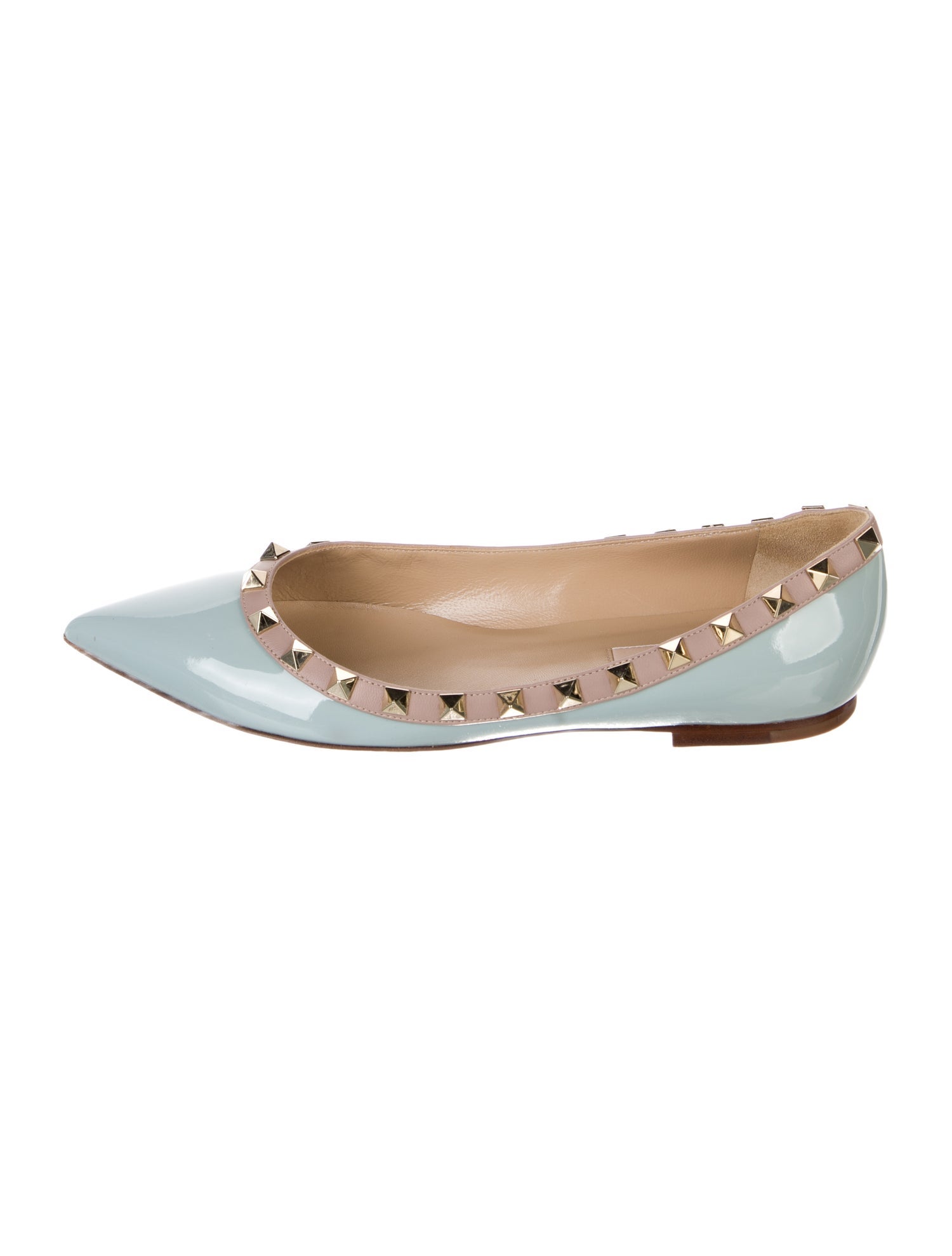 Valentino Rockstud Accents Patent Leather Ballet Flats