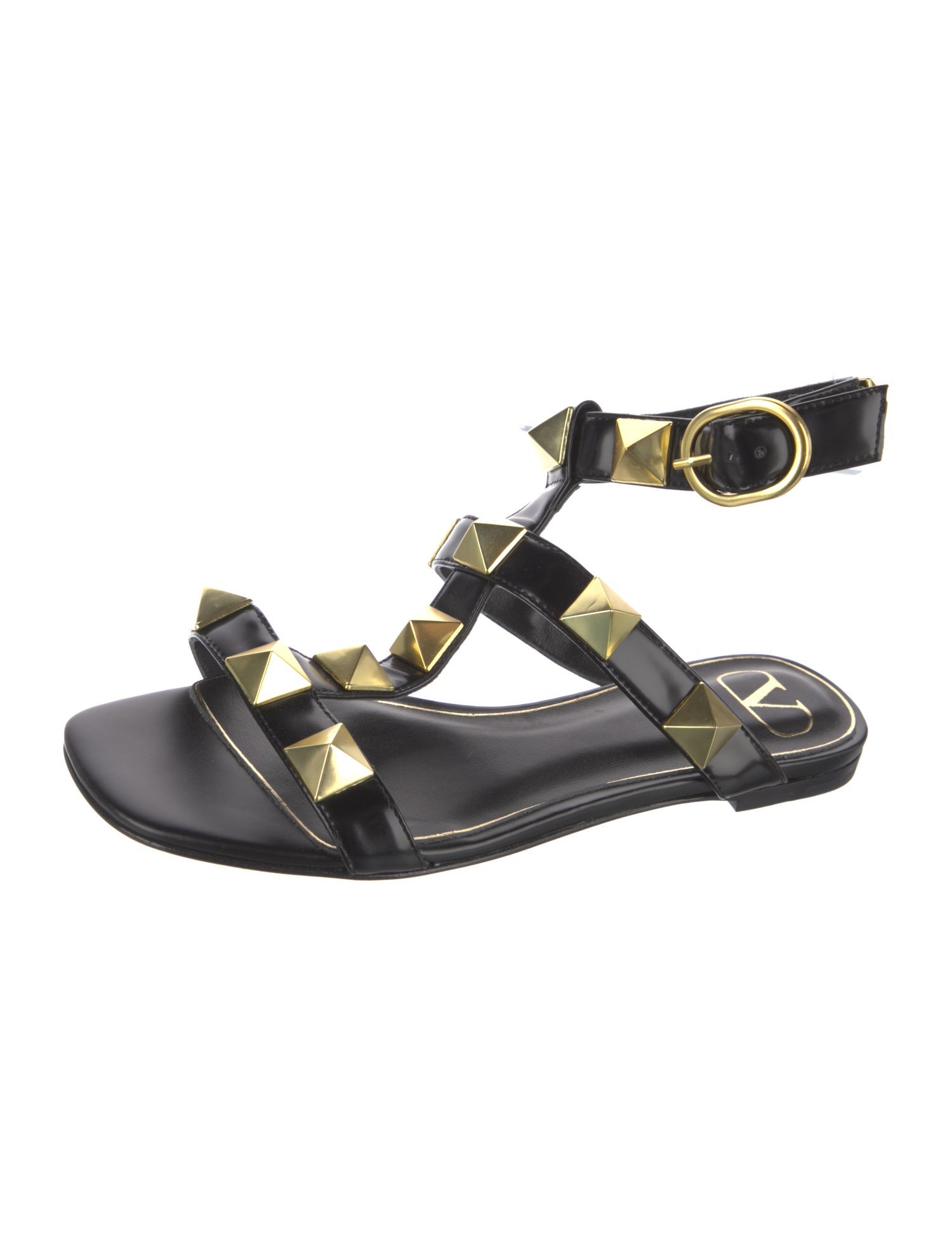 Valentino Rockstud Accents Leather Gladiator Sandals