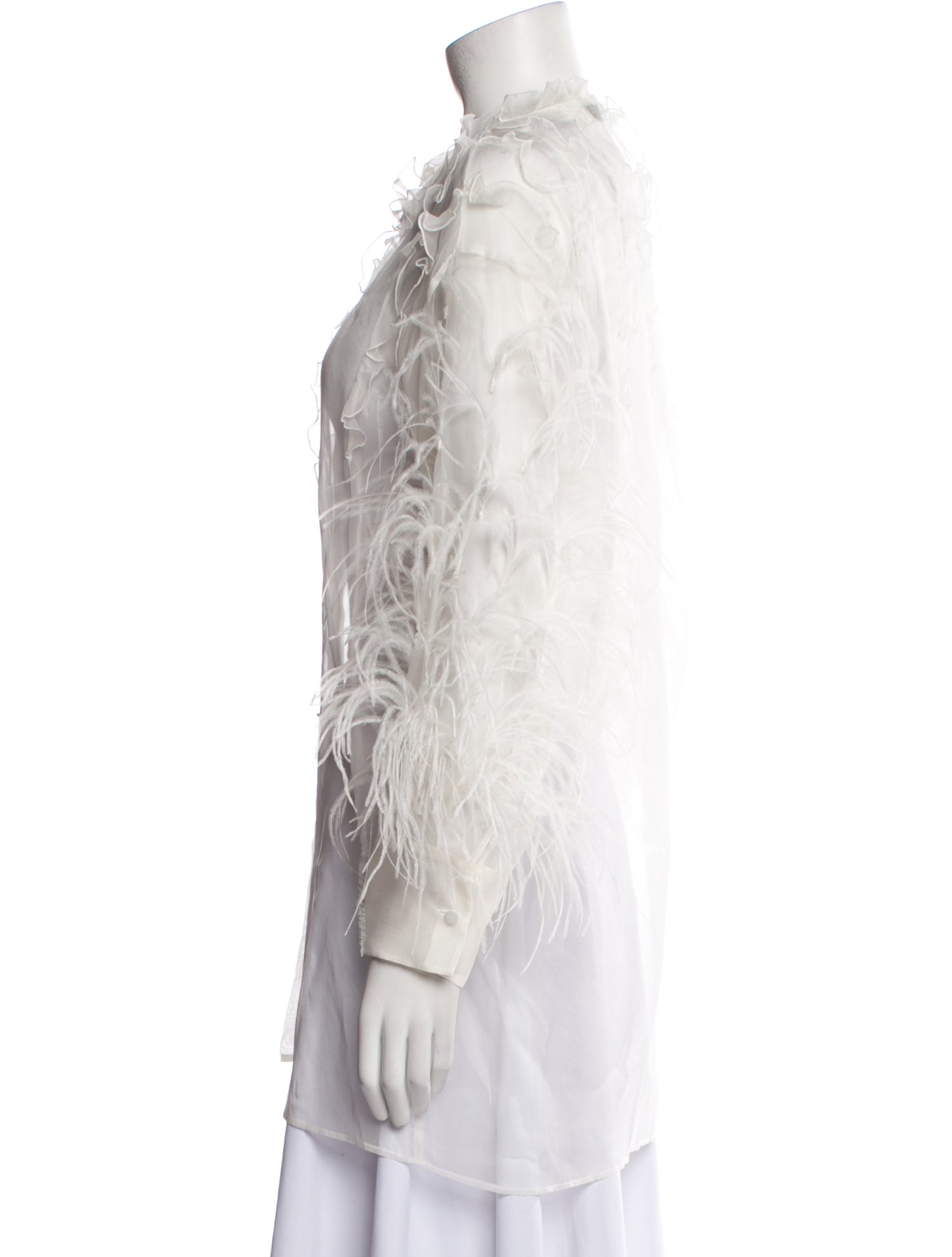 Valentino V-Neck Long Sleeve Button-Up Top