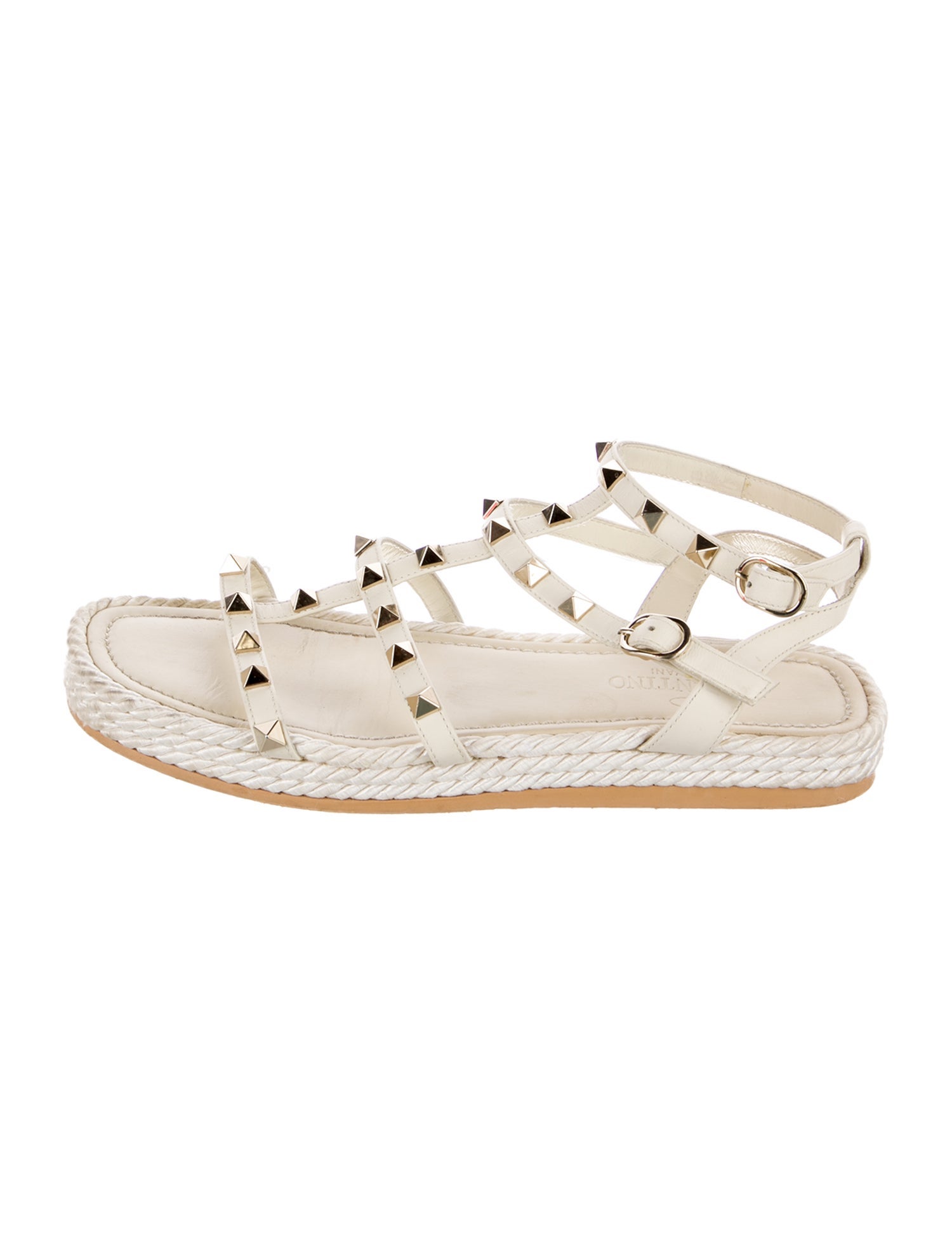 Valentino Rockstud Accents Leather Espadrilles