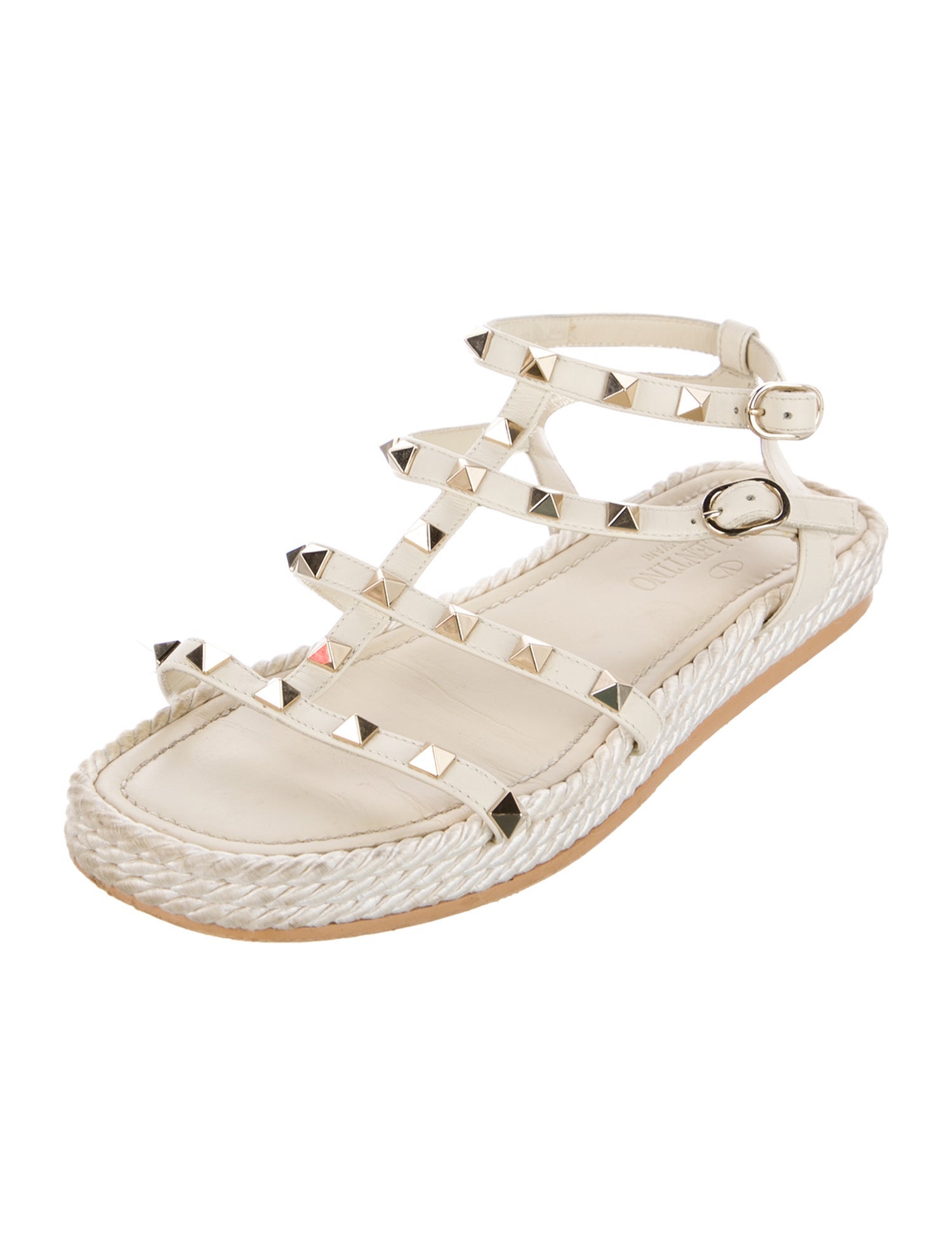 Valentino Rockstud Accents Leather Espadrilles