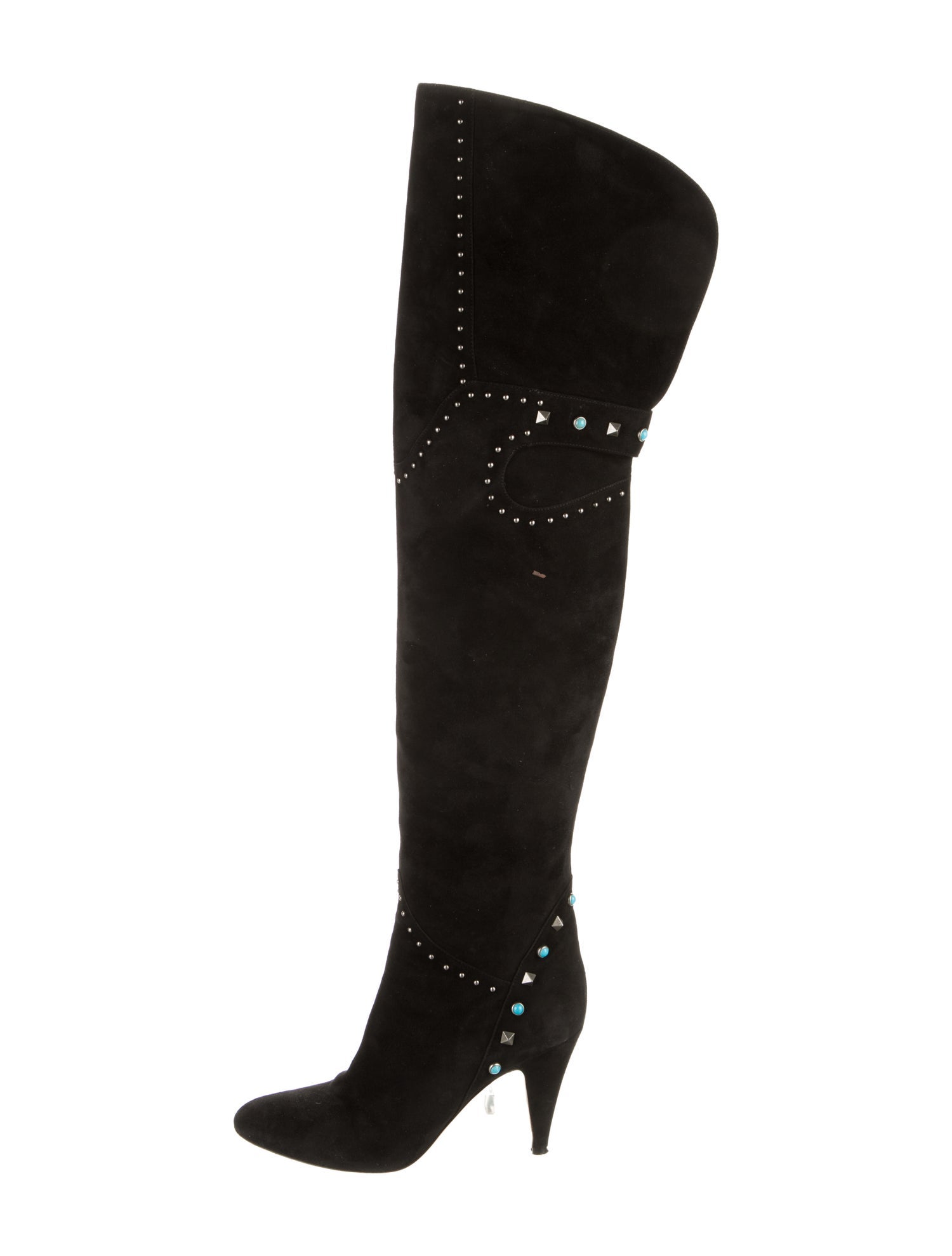 Valentino Rockstud Accents Suede Boots