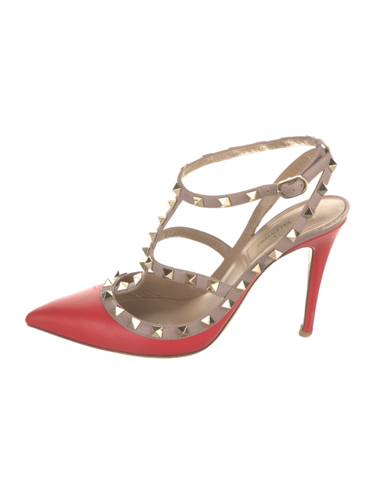 Valentino Rockstud Accents Patent Leather T-Strap Pumps