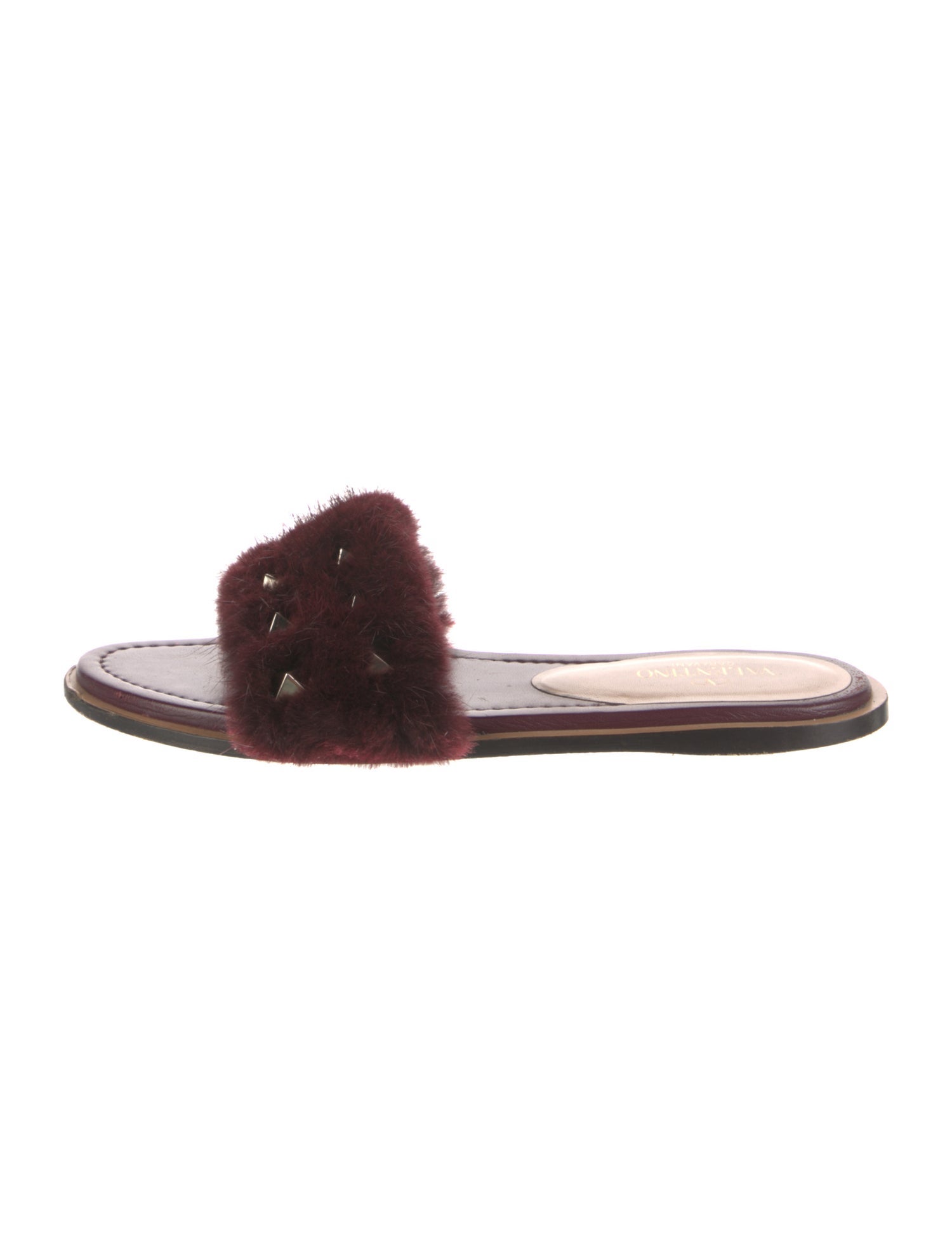 Valentino Rockstud Accents Fur Slides
