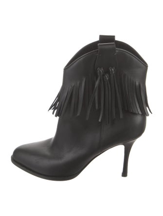 Valentino Leather Fringe Trim Accent Western Boots