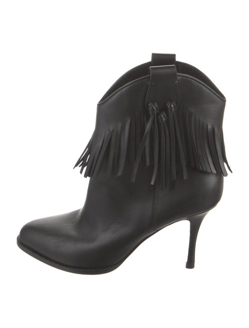 Valentino Leather Fringe Trim Accent Western Boots