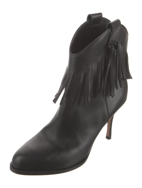 Valentino Leather Fringe Trim Accent Western Boots